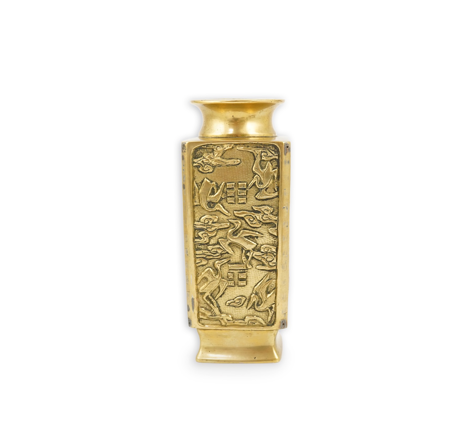 A Chinese polished bronze cong vase, early 20th century